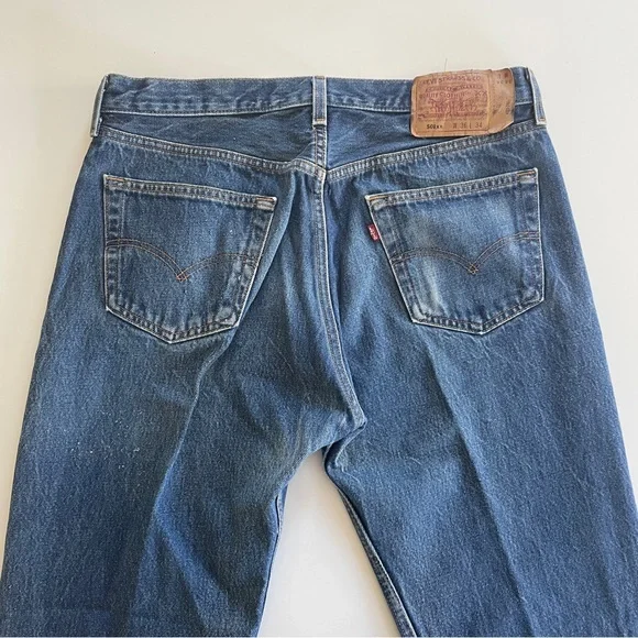 Vtg Levis 501 Button Fly Jeans Size 33x31 Actual 36x34 Tag Made In USA 1998 90s